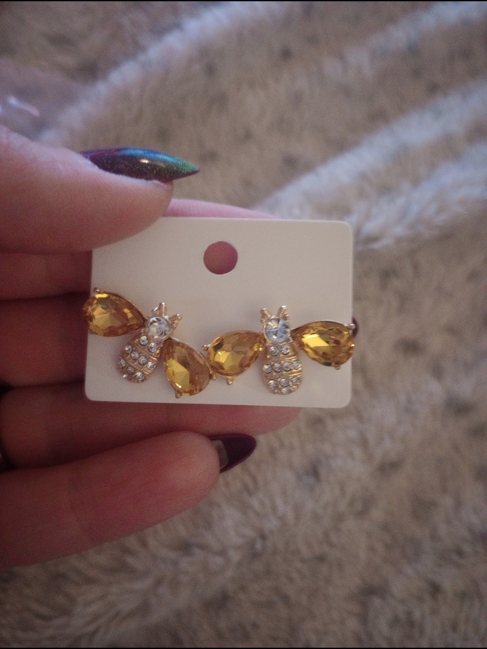 Yellow Crystal Bee Drop Earrings